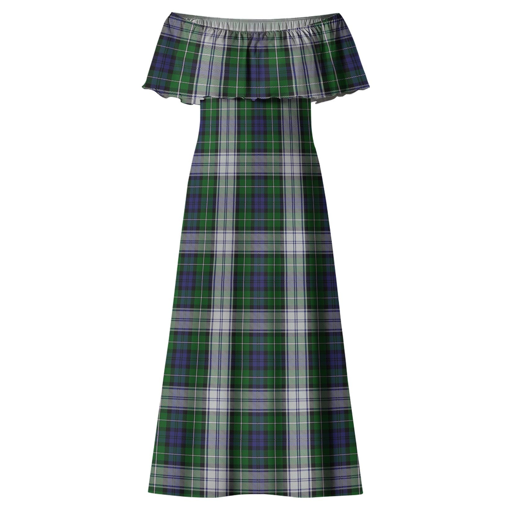 Forbes Dress Tartan Off Shoulder Long Dress - Tartanvibesclothing