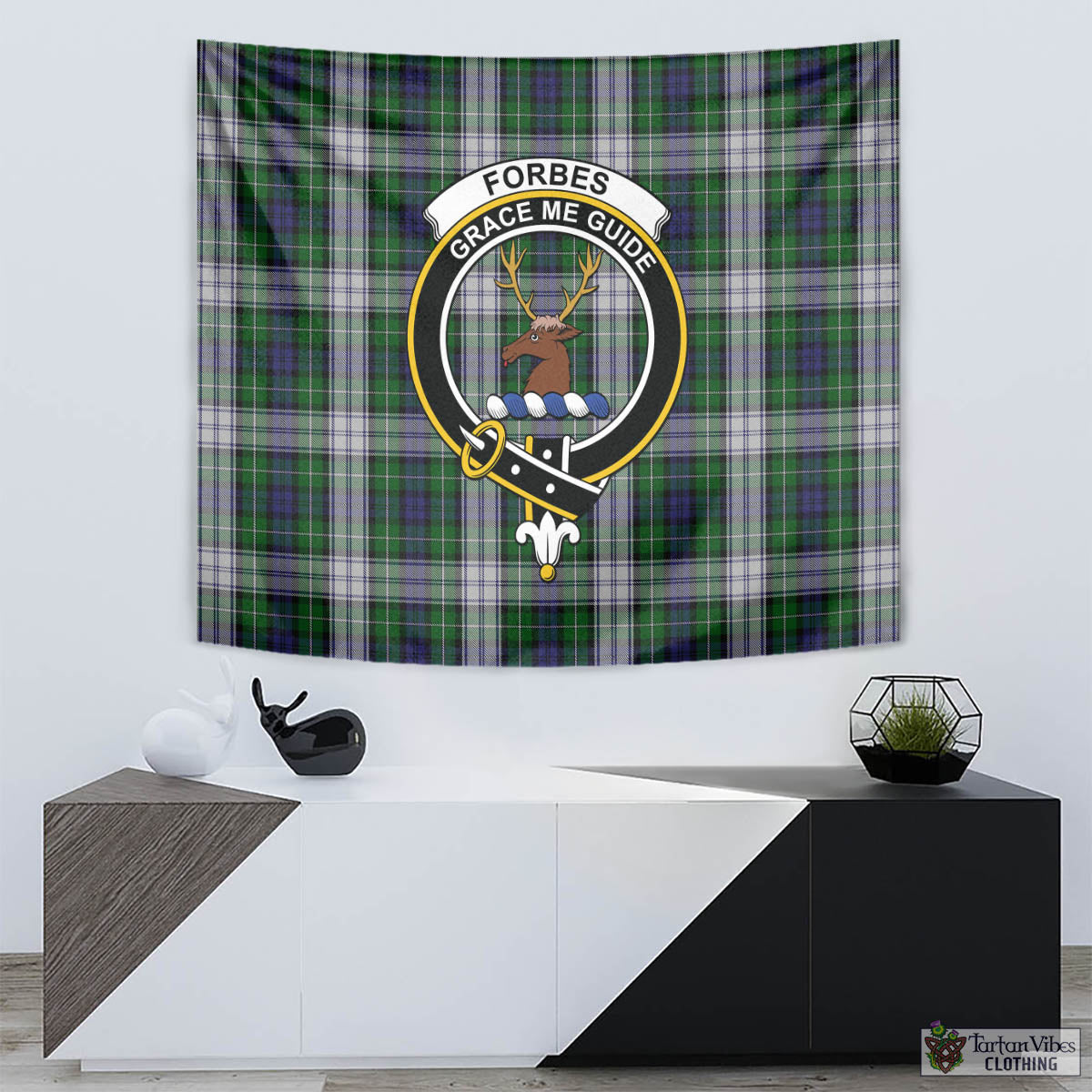 Tartan Vibes Clothing Forbes Dress Tartan Tapestry Wall Hanging and Home Decor for Room with Family Crest