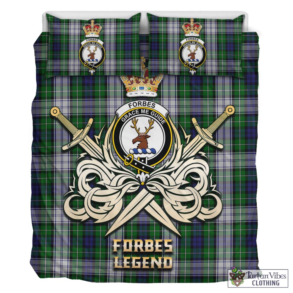 Tartan Vibes Clothing Forbes Dress Tartan Bedding Set with Clan Crest and the Golden Sword of Courageous Legacy