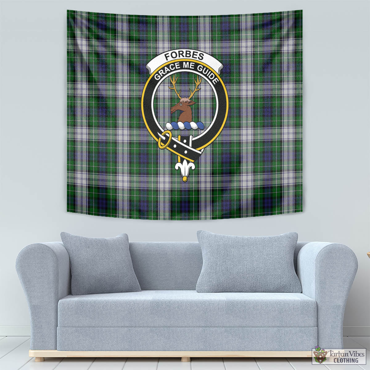 Tartan Vibes Clothing Forbes Dress Tartan Tapestry Wall Hanging and Home Decor for Room with Family Crest