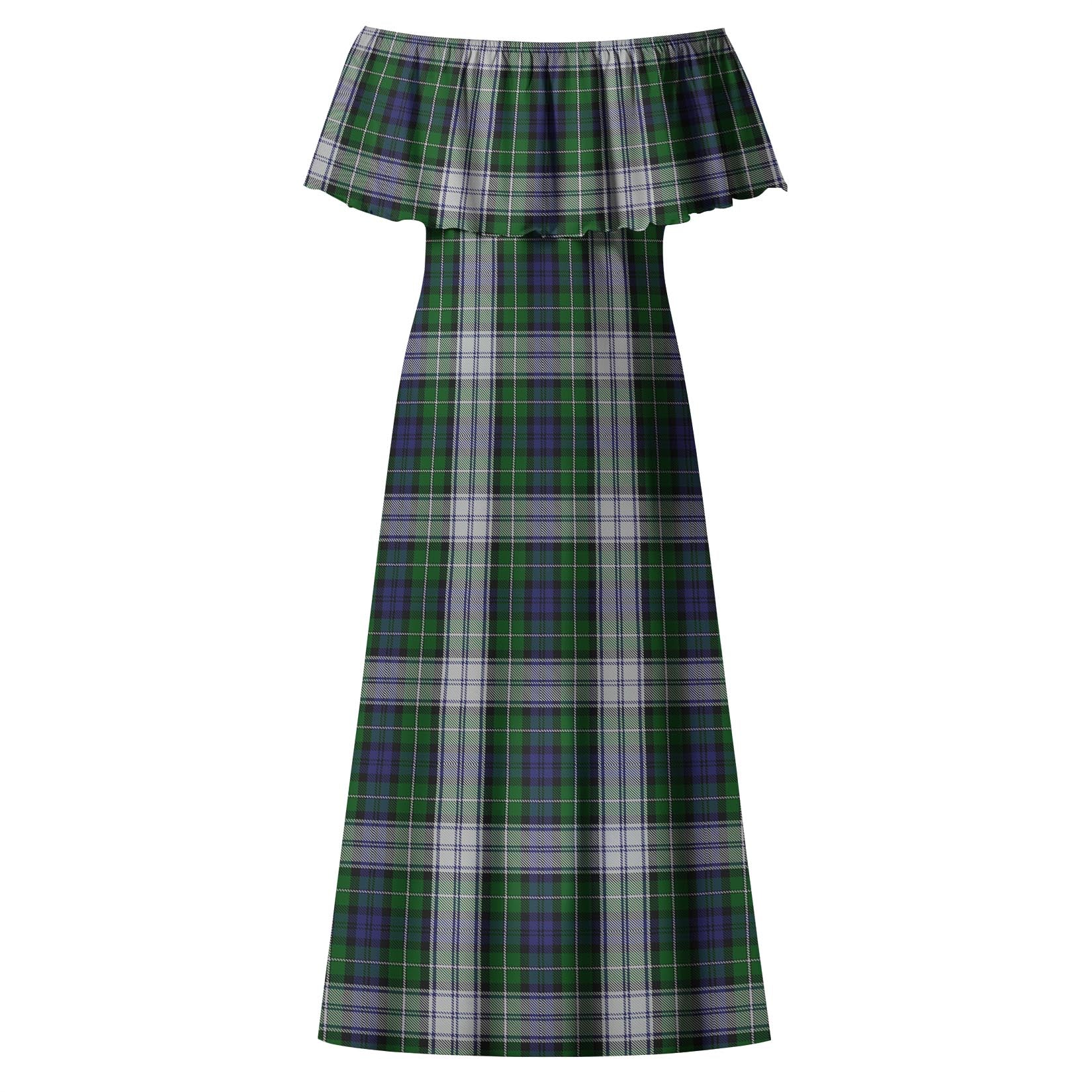 Forbes Dress Tartan Off Shoulder Long Dress - Tartanvibesclothing