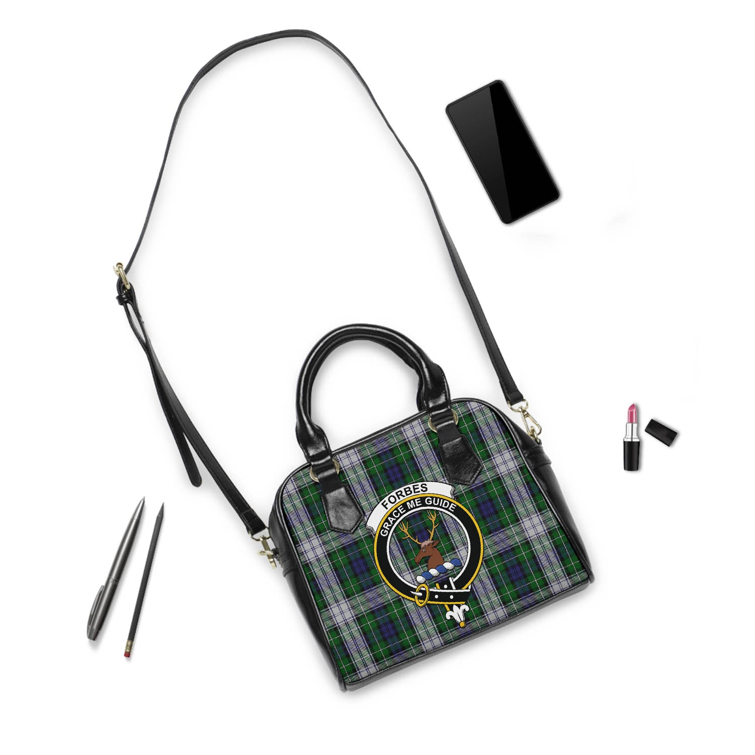 Forbes Dress Tartan Shoulder Handbags with Family Crest - Tartanvibesclothing