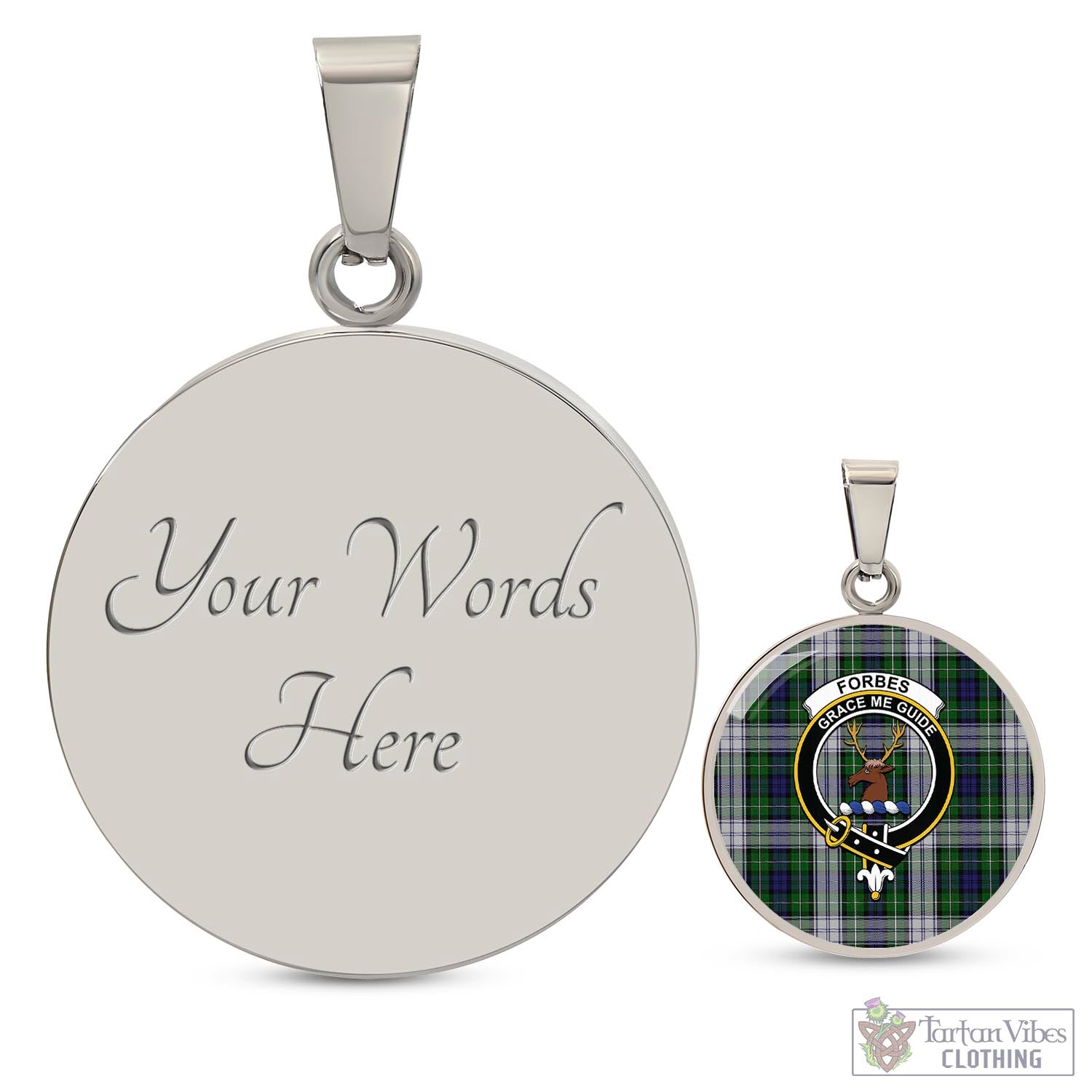 Tartan Vibes Clothing Forbes Dress Tartan Circle Necklace with Family Crest