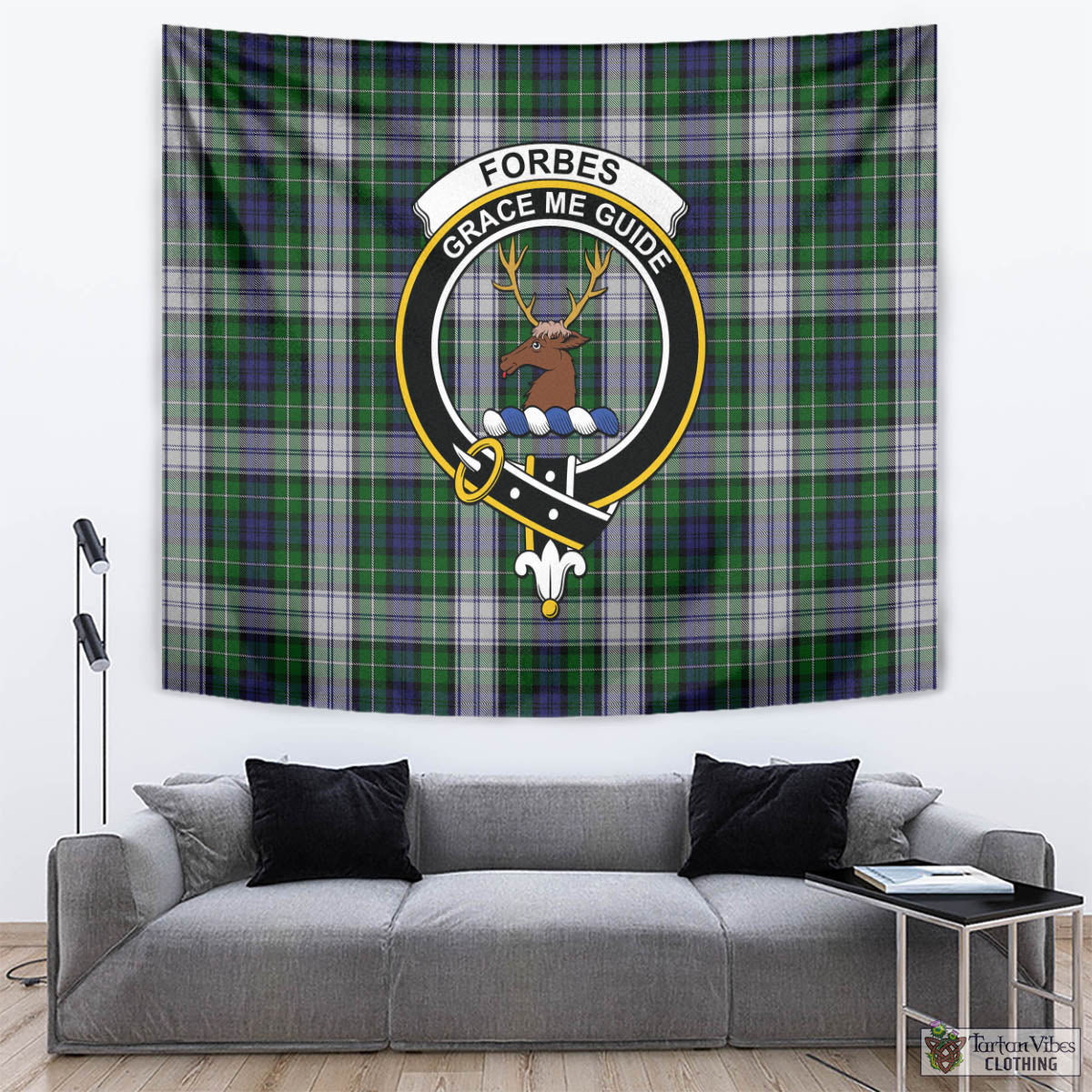 Tartan Vibes Clothing Forbes Dress Tartan Tapestry Wall Hanging and Home Decor for Room with Family Crest