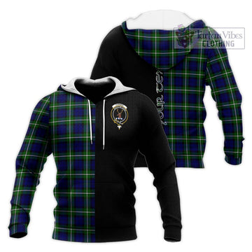 Forbes Modern Tartan Knitted Hoodie with Family Crest and Half Of Me Style