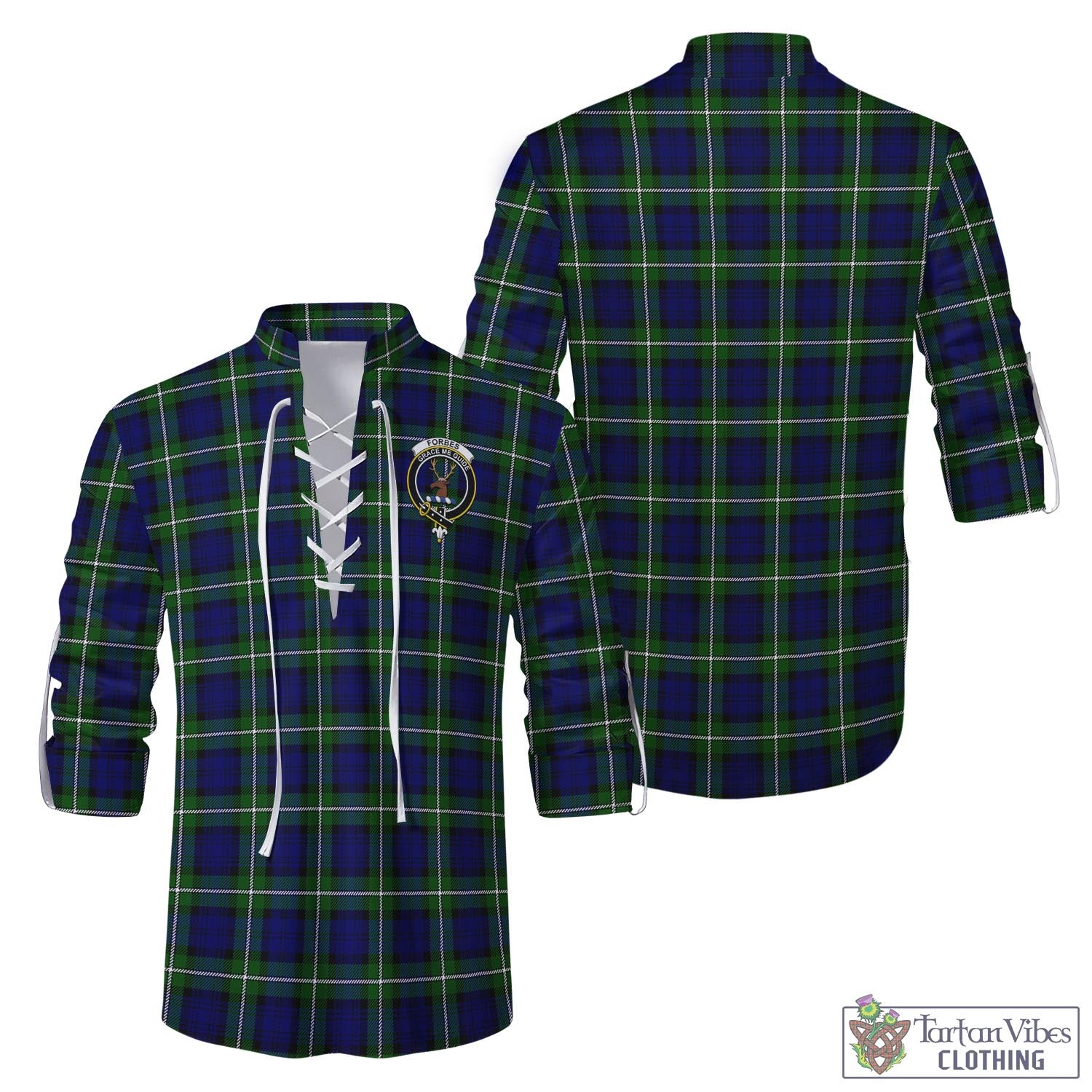 Tartan Vibes Clothing Forbes Modern Tartan Men's Scottish Traditional Jacobite Ghillie Kilt Shirt with Family Crest