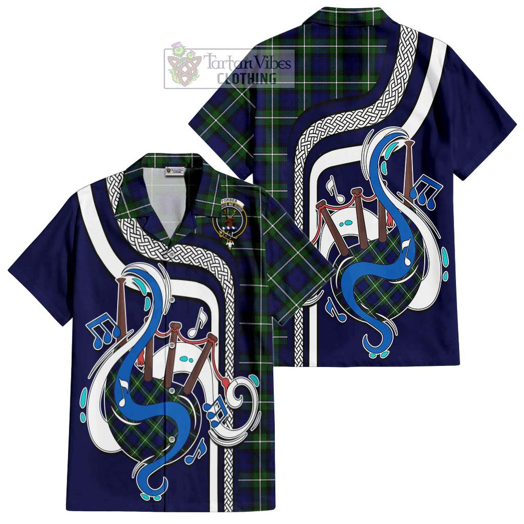 Forbes Modern Tartan Short Sleeve Button Shirt with Epic Bagpipe Style Kid - Tartanvibesclothing Shop