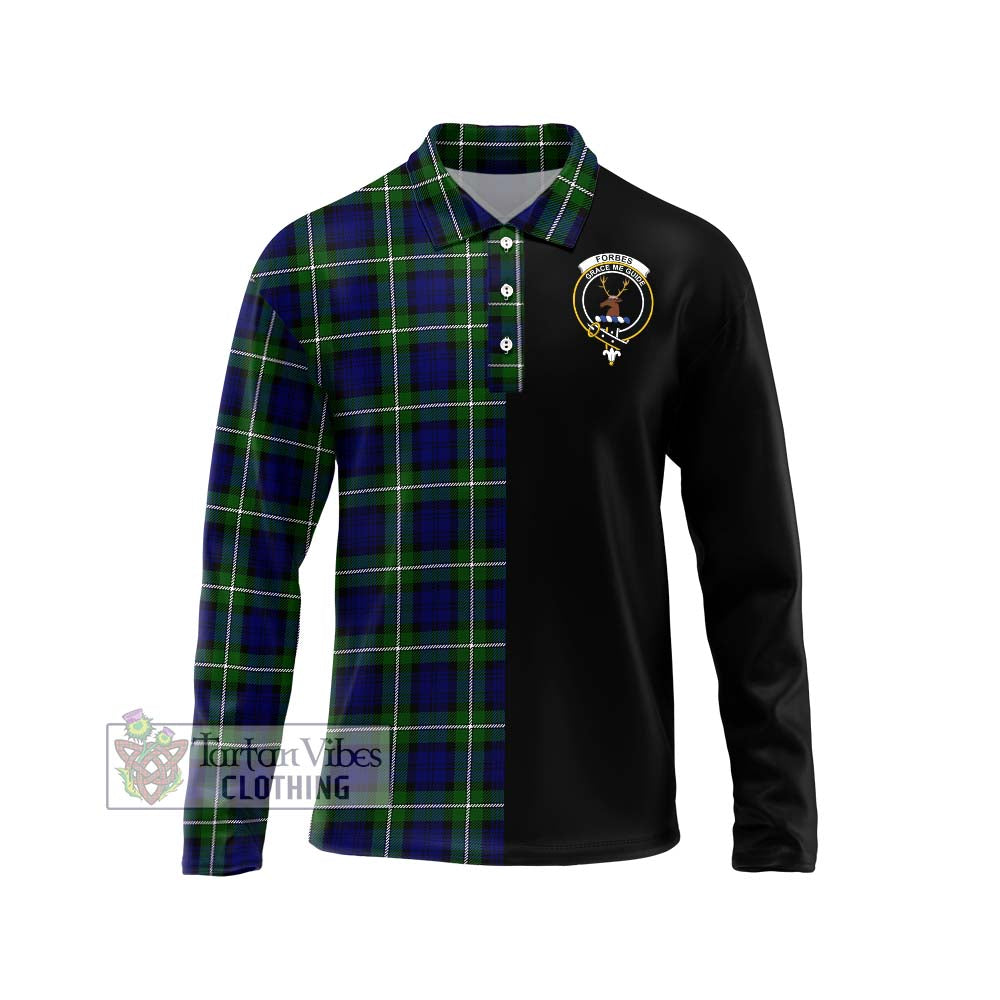 Forbes Modern Tartan Long Sleeve Polo Shirt with Family Crest and Half Of Me Style Unisex - Tartanvibesclothing Shop