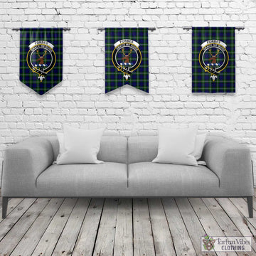 Forbes Modern Tartan Gonfalon, Tartan Banner with Family Crest