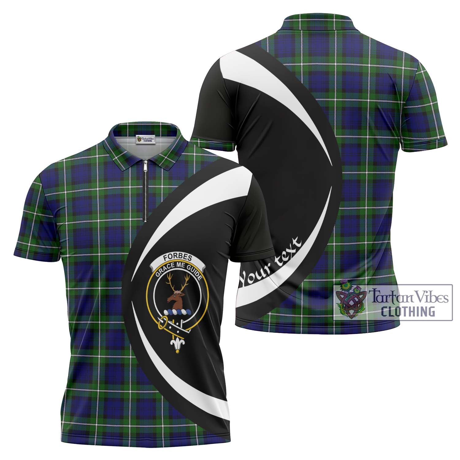 Tartan Vibes Clothing Forbes Modern Tartan Zipper Polo Shirt with Family Crest Circle Style