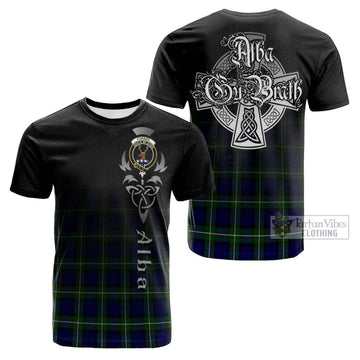 Forbes Modern Tartan Cotton T-shirt Featuring Alba Gu Brath Family Crest Celtic Inspired