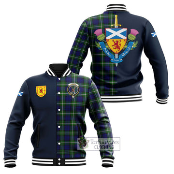 Forbes Modern Tartan Baseball Jacket Alba with Scottish Lion Royal Arm Half Style