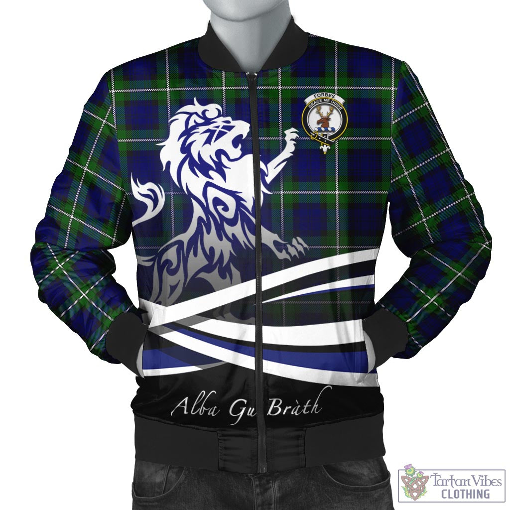 Tartan Vibes Clothing Forbes Modern Tartan Bomber Jacket with Alba Gu Brath Regal Lion Emblem