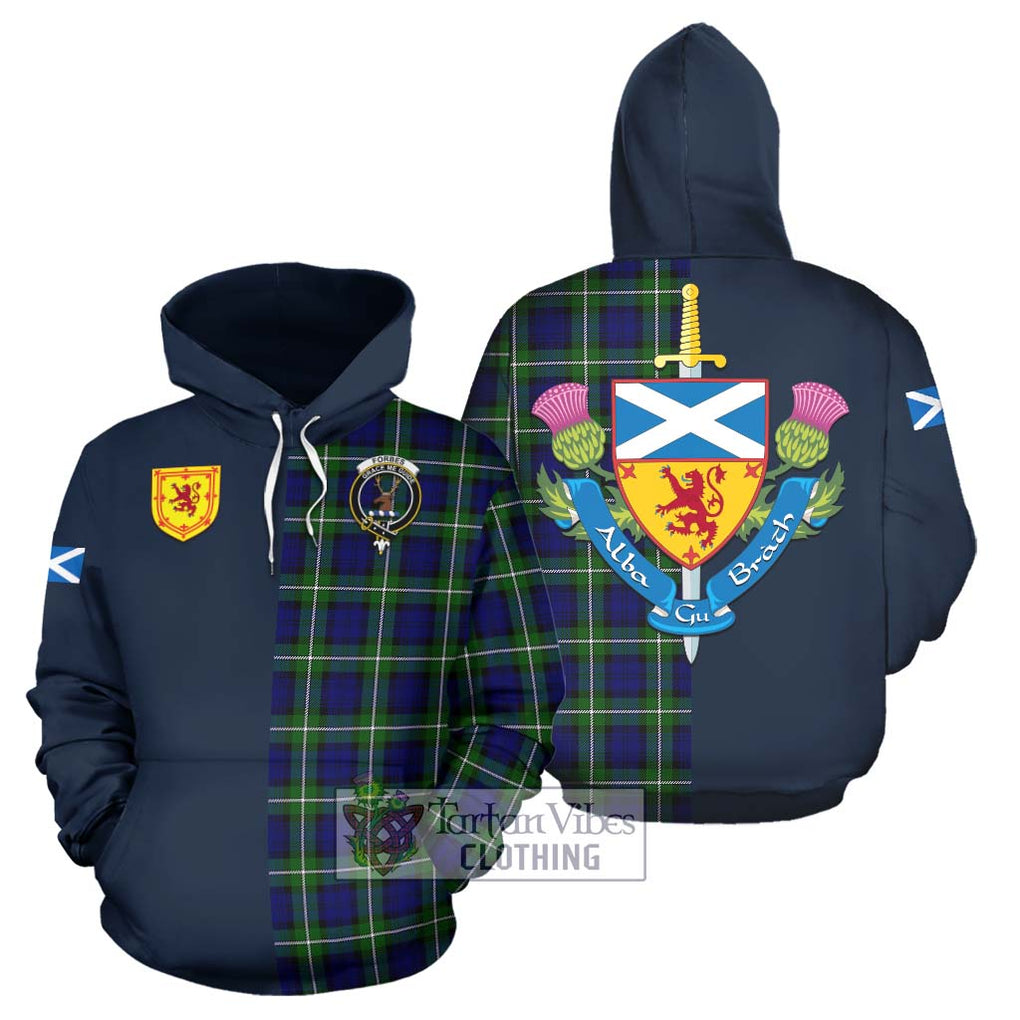 Tartan Vibes Clothing Forbes Modern Tartan Hoodie with Scottish Lion Royal Arm Half Style