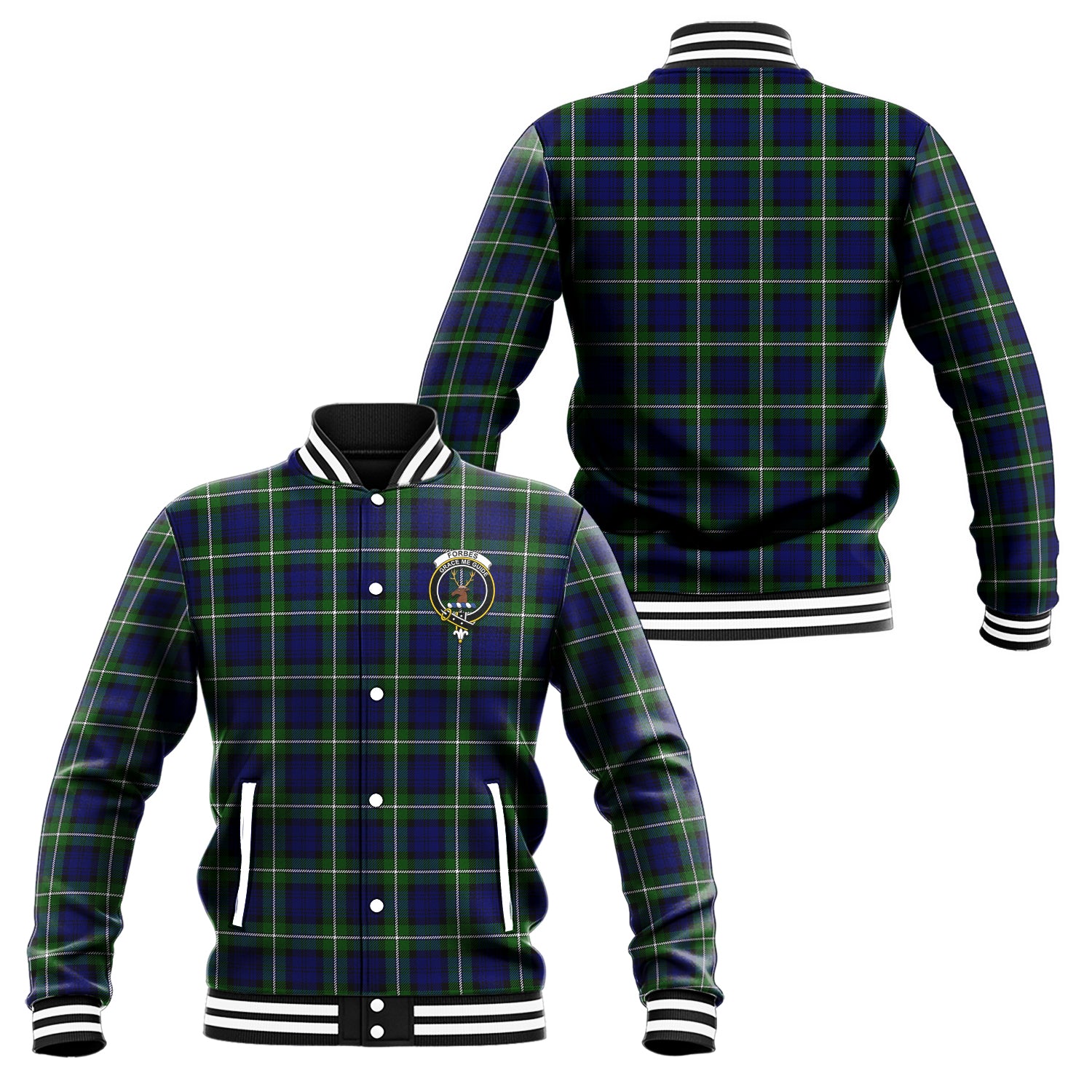 Forbes Modern Tartan Baseball Jacket with Family Crest Unisex - Tartan Vibes Clothing