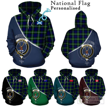 Forbes Modern Tartan Hoodie with Personalised National Flag and Family Crest Half Style