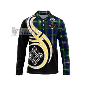 Forbes Modern Tartan Long Sleeve Polo Shirt with Family Crest and Celtic Symbol Style