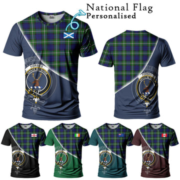 Forbes Modern Tartan T-Shirt with Personalised National Flag and Family Crest Half Style