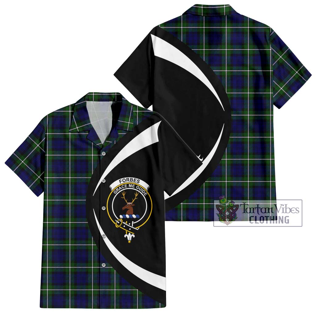 Forbes Modern Tartan Short Sleeve Button Up with Family Crest Circle Style Kid - Tartan Vibes Clothing