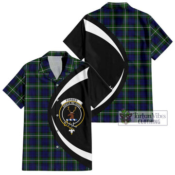 Forbes Modern Tartan Short Sleeve Button Up with Family Crest Circle Style