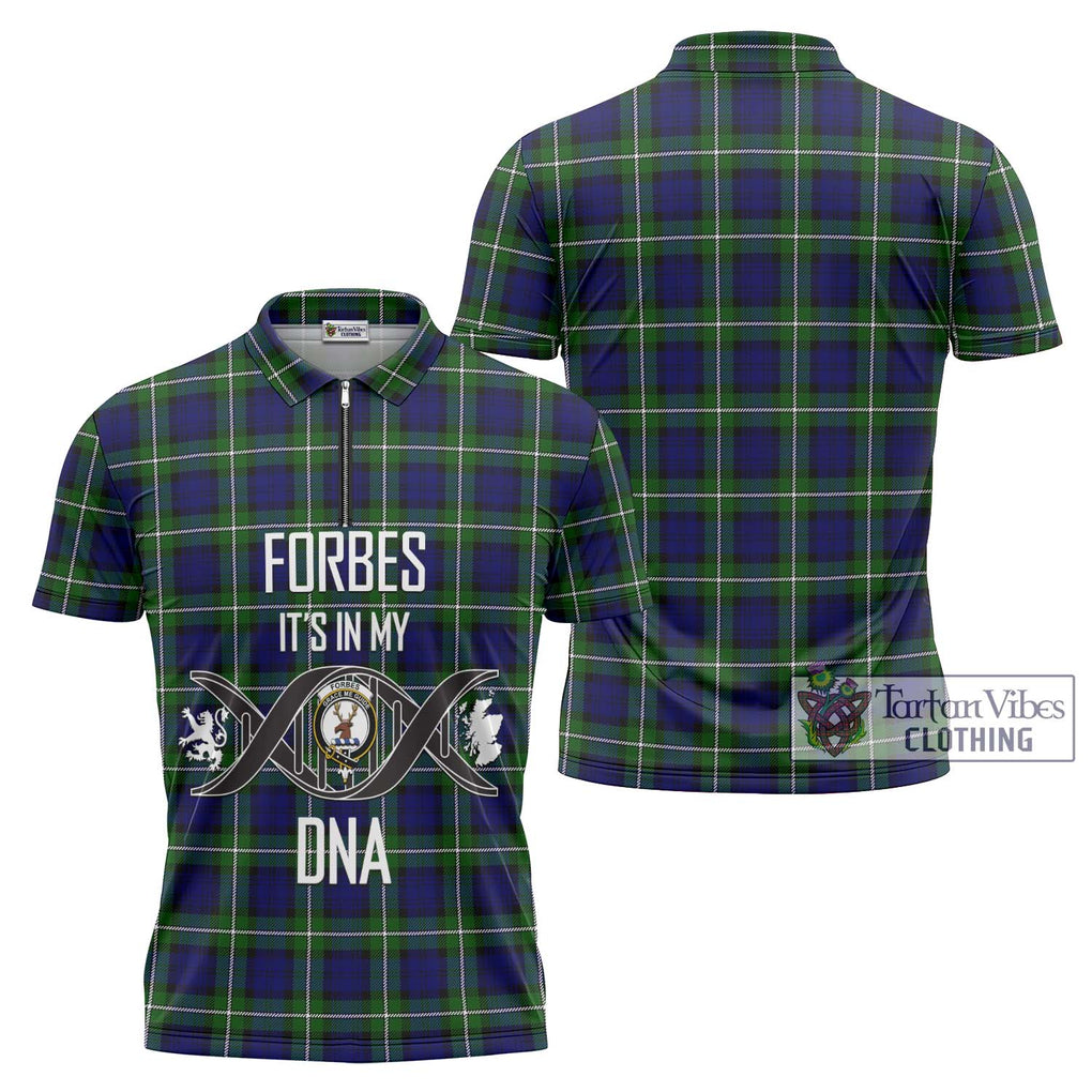 Forbes Modern Tartan Zipper Polo Shirt with Family Crest DNA In Me Style Unisex - Tartanvibesclothing Shop