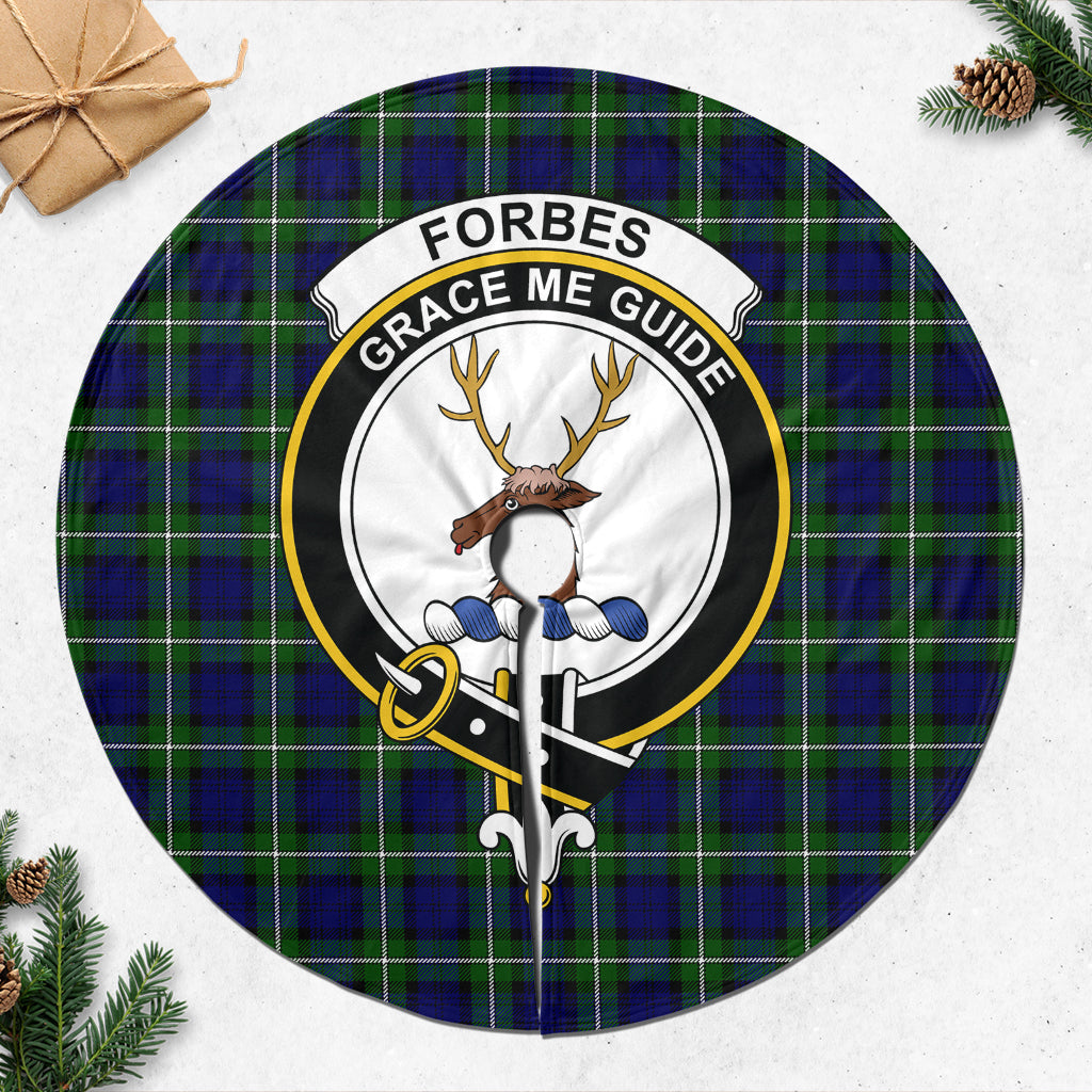 Forbes Modern Tartan Christmas Tree Skirt with Family Crest - Tartanvibesclothing