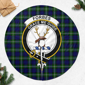 Forbes Modern Tartan Christmas Tree Skirt with Family Crest