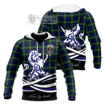 Forbes Modern Tartan Knitted Hoodie with Alba Gu Brath Regal Lion Emblem