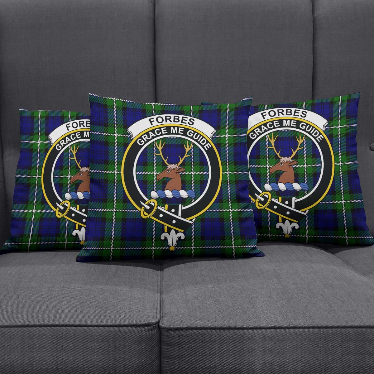 Forbes Modern Tartan Pillow Cover with Family Crest Square Pillow Cover - Tartanvibesclothing