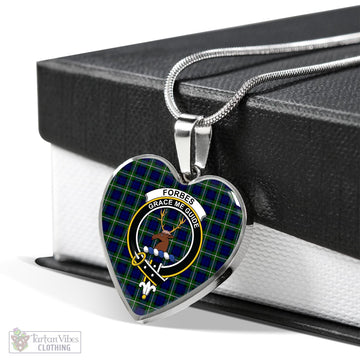 Forbes Modern Tartan Heart Necklace with Family Crest