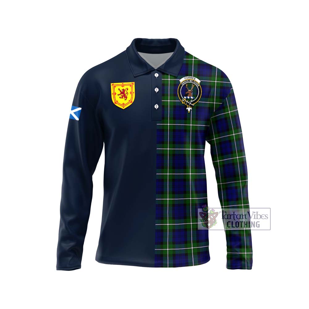 Tartan Vibes Clothing Forbes Modern Tartan Long Sleeve Polo Shirt with Scottish Lion Royal Arm Half Style