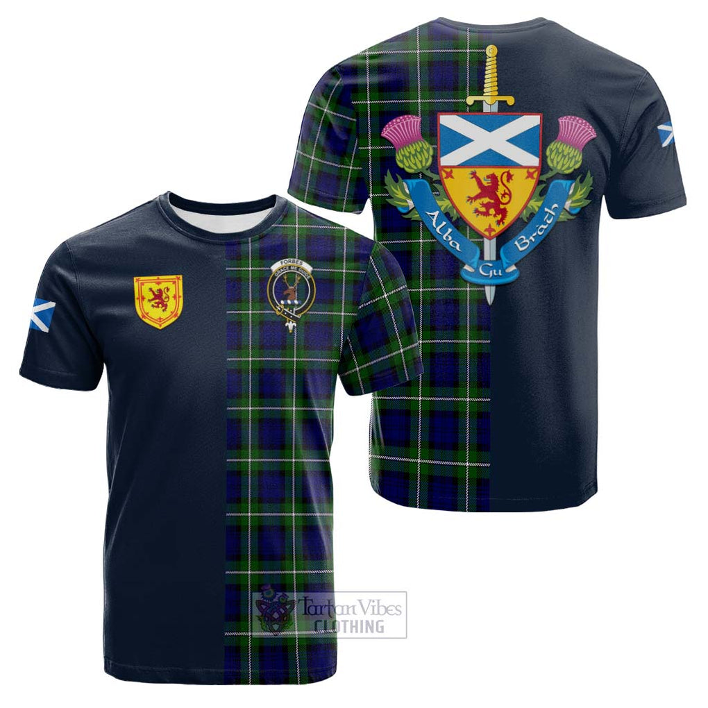 Tartan Vibes Clothing Forbes Modern Tartan Cotton T-shirt with Scottish Lion Royal Arm Half Style