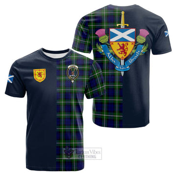 Forbes Modern Tartan Cotton T-shirt Alba with Scottish Lion Royal Arm Half Style