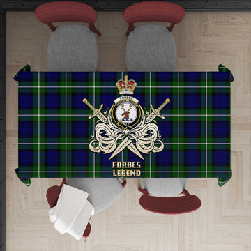 Forbes Modern Tartan Tablecloth with Clan Crest and the Golden Sword of Courageous Legacy