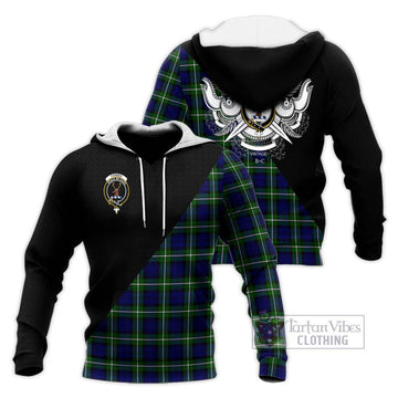 Forbes Modern Tartan Knitted Hoodie with Family Crest and Military Logo Style