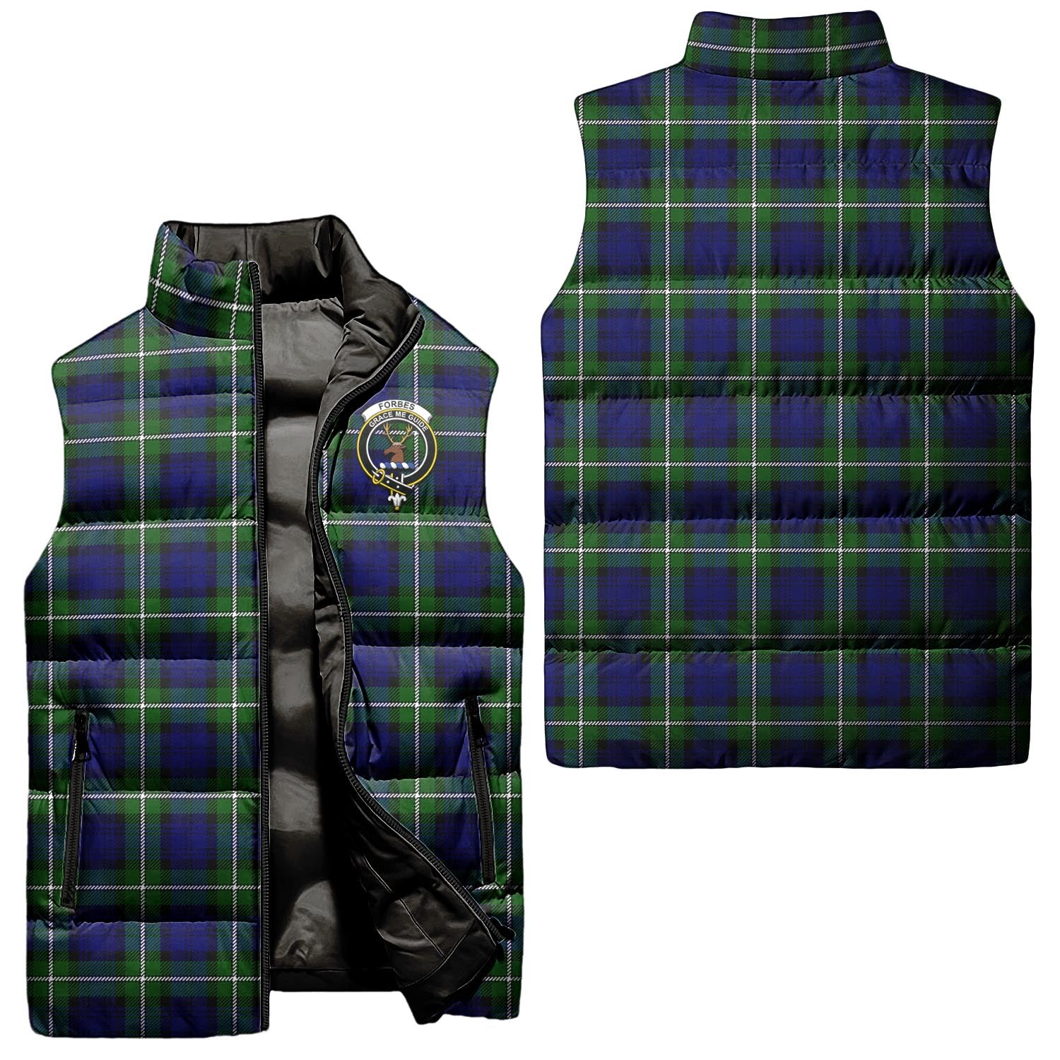 Forbes Modern Tartan Sleeveless Puffer Jacket with Family Crest Unisex - Tartanvibesclothing