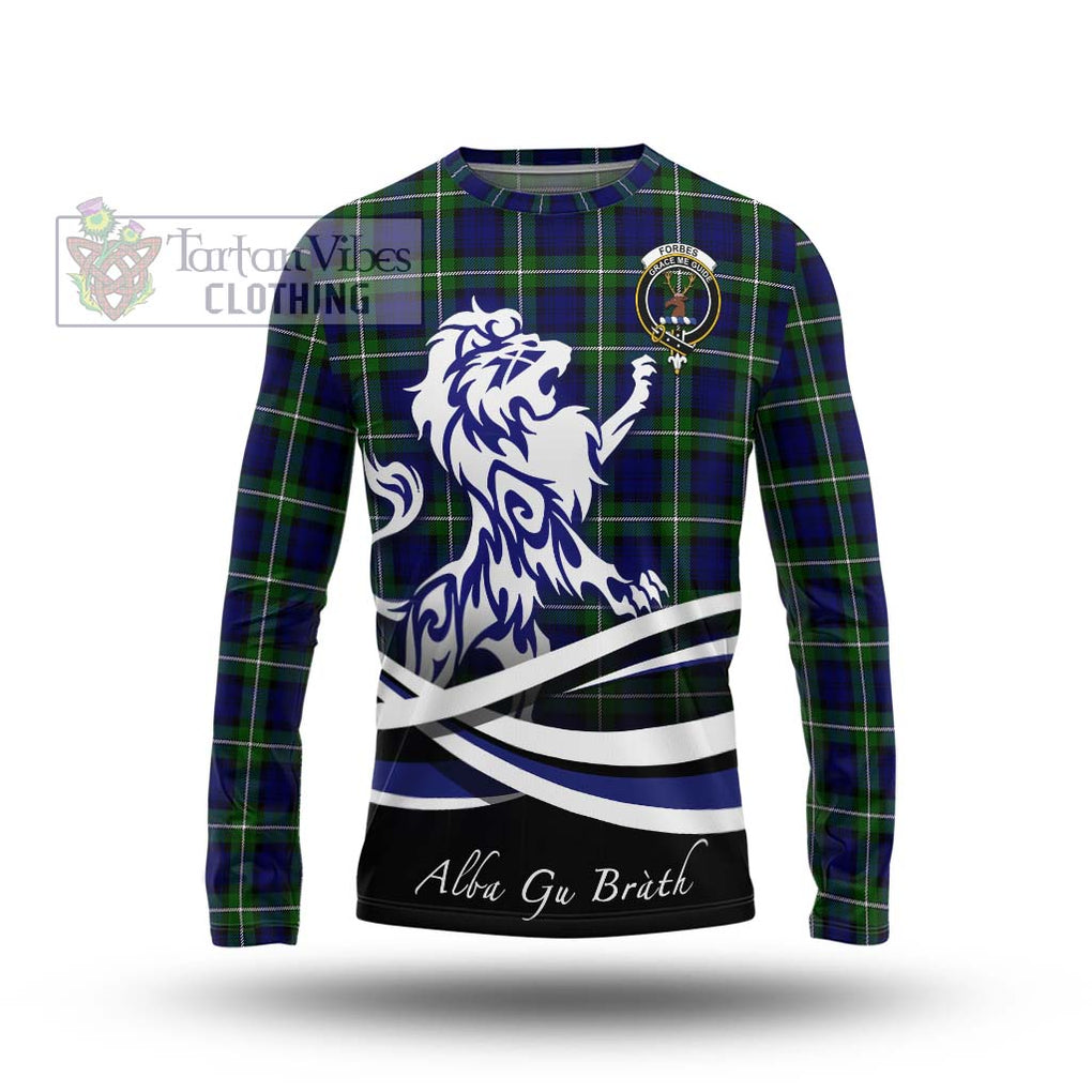 Forbes Modern Tartan Long Sleeve T-Shirt with Alba Gu Brath Regal Lion Emblem Unisex - Tartanvibesclothing Shop