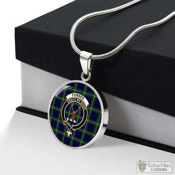 Forbes Modern Tartan Circle Necklace with Family Crest