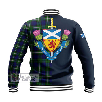 Forbes Modern Tartan Baseball Jacket Alba with Scottish Lion Royal Arm Half Style