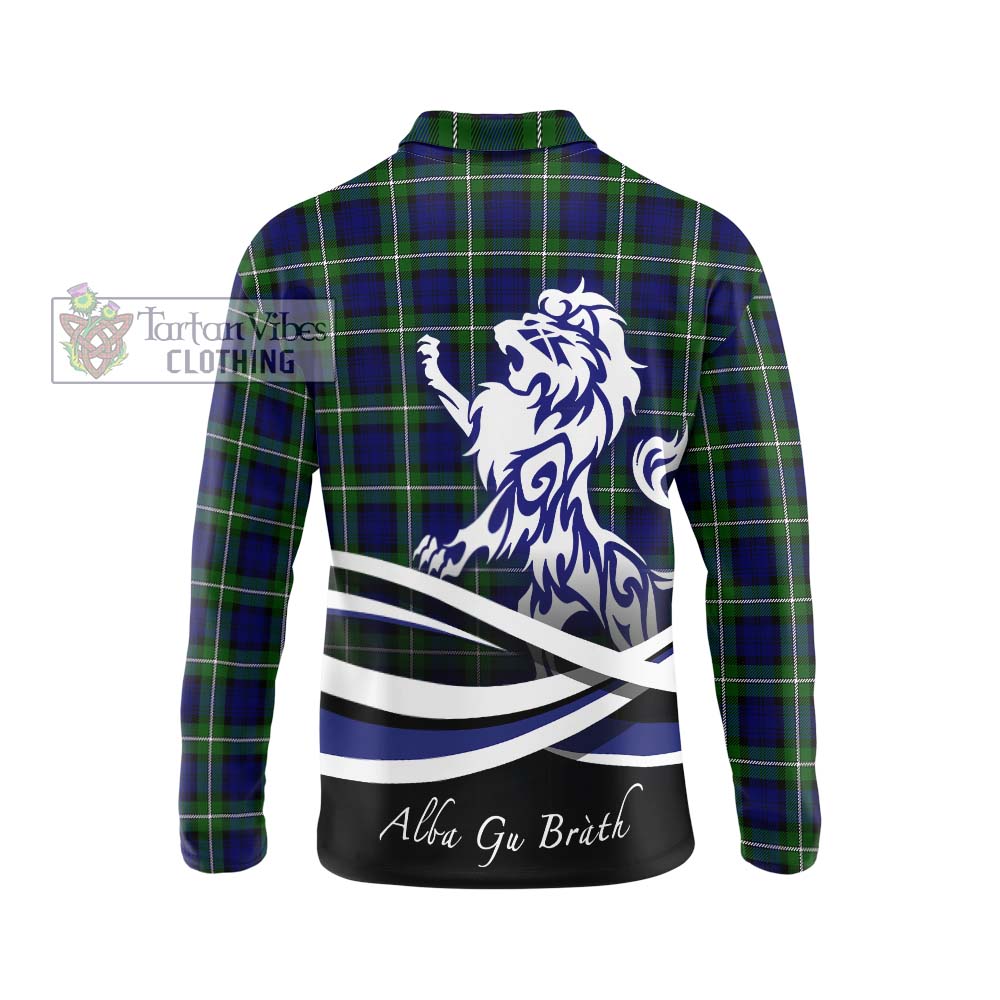 Forbes Modern Tartan Long Sleeve Polo Shirt with Alba Gu Brath Regal Lion Emblem - Tartanvibesclothing Shop