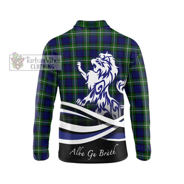 Forbes Modern Tartan Long Sleeve Polo Shirt with Alba Gu Brath Regal Lion Emblem