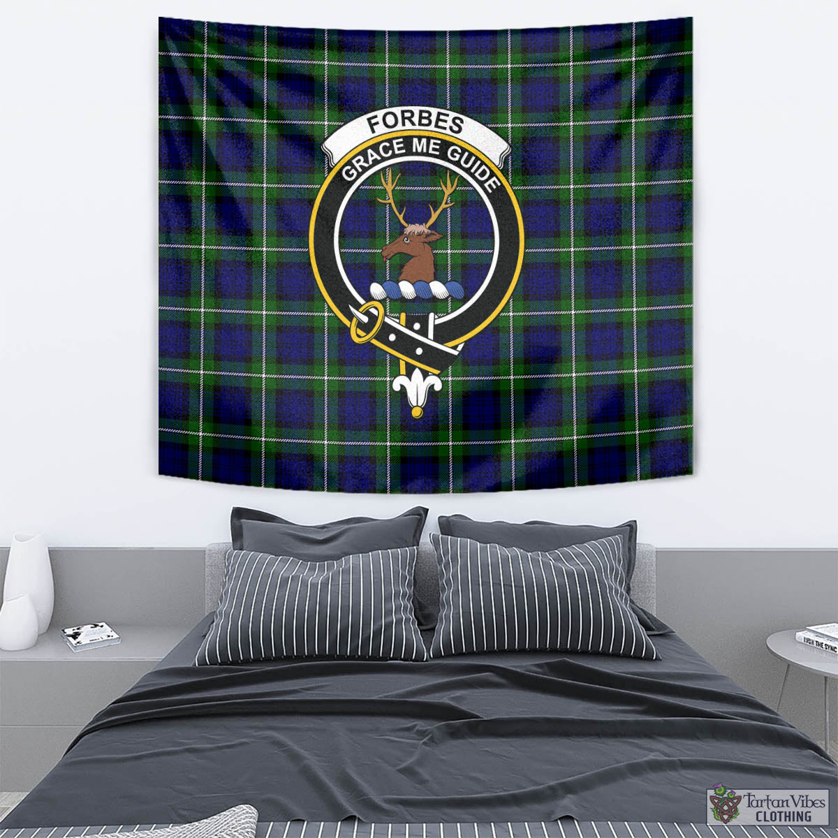 Tartan Vibes Clothing Forbes Modern Tartan Tapestry Wall Hanging and Home Decor for Room with Family Crest