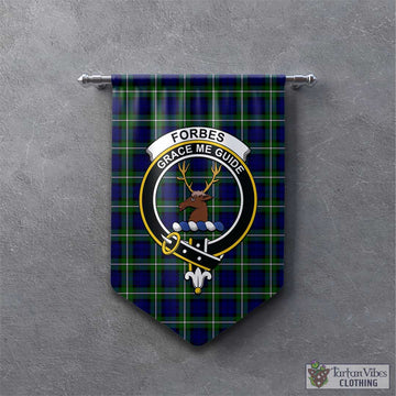 Forbes Modern Tartan Gonfalon, Tartan Banner with Family Crest