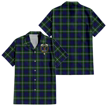 Forbes Modern Tartan Short Sleeve Button Down Shirt with Family Crest