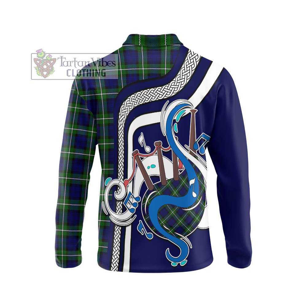 Tartan Vibes Clothing Forbes Modern Tartan Long Sleeve Polo Shirt with Epic Bagpipe Style