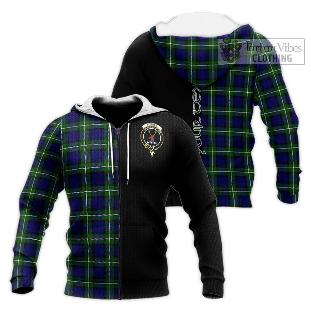 Forbes Modern Tartan Knitted Hoodie with Family Crest and Half Of Me Style Unisex Knitted Zip Hoodie - Tartanvibesclothing Shop