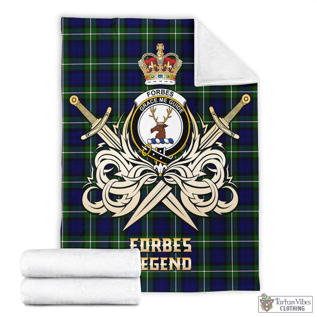 Tartan Vibes Clothing Forbes Modern Tartan Blanket with Clan Crest and the Golden Sword of Courageous Legacy