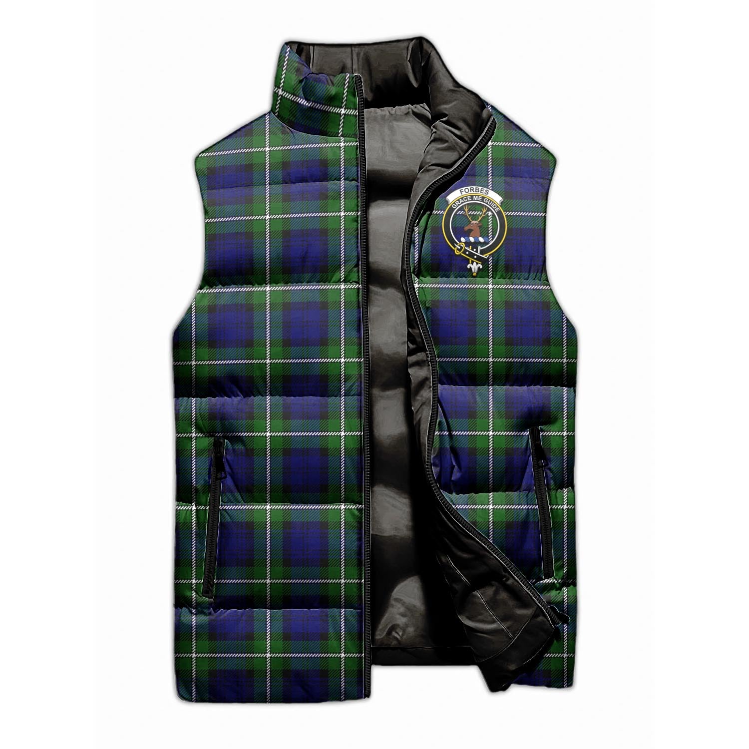 Forbes Modern Tartan Sleeveless Puffer Jacket with Family Crest - Tartanvibesclothing