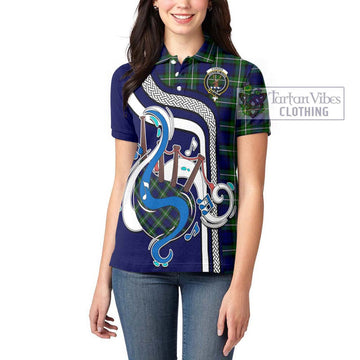 Forbes Modern Tartan Women's Polo Shirt with Epic Bagpipe Style