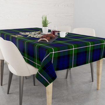 Forbes Modern Tartan Tablecloth with Clan Crest and the Golden Sword of Courageous Legacy